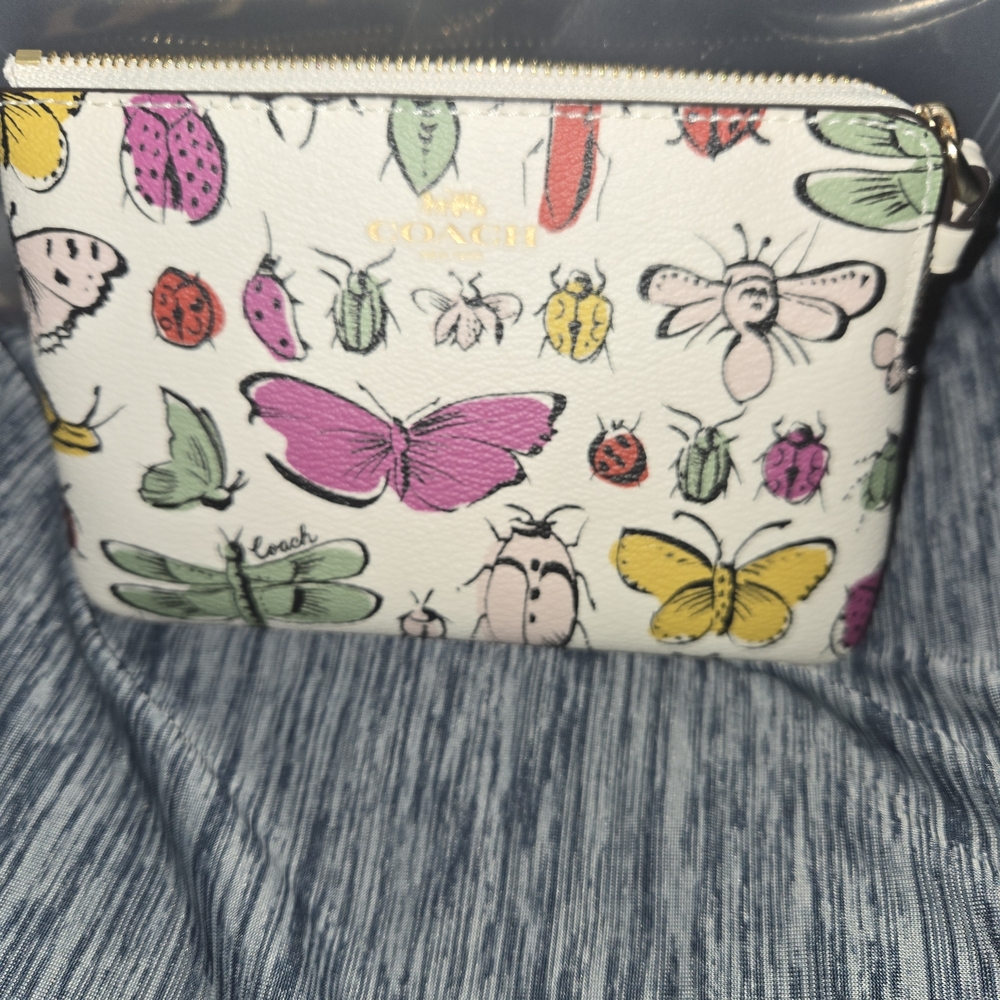 Coach Multicolor Insect Print Wristlet